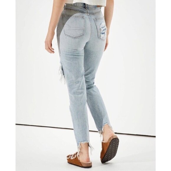 American Eagle 4 Mom Jeans Distressed Blown Out 2020 Women’s High Rise - Picture 2 of 11